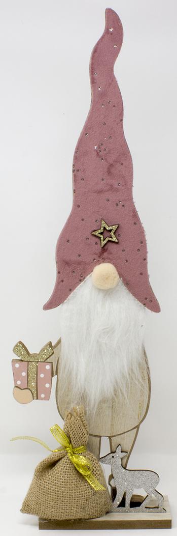 Elfo di Natale H 58 in legno con base decorato Sconti per Fioristi e Aziende