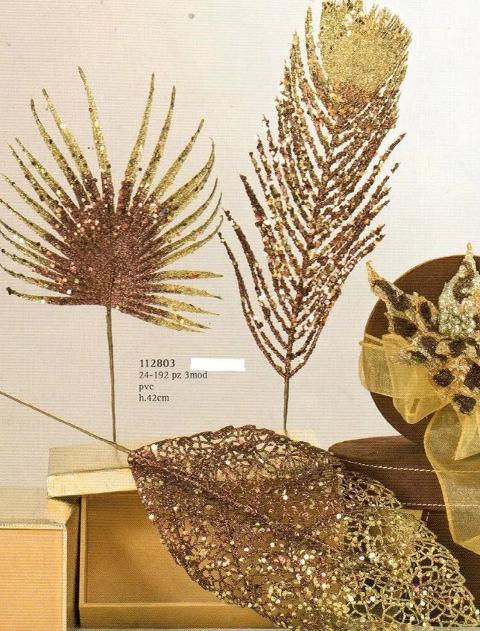 Foglie Metal Glitterate Oro in 3 modelli - Sconti per Fioristi e Aziende