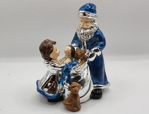 Babbo Natale H 10 in Argento Laccato Blu con sacco Sconti per Fioristi, Wedding e Aziende