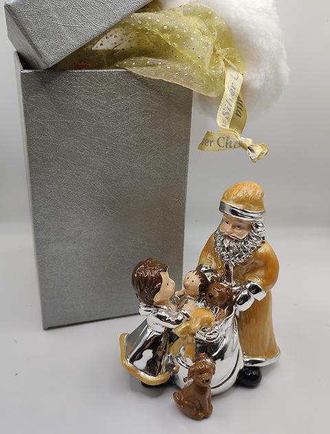 Babbo Natale H 10 in Argento Laccato Oro con sacco Sconti per Fioristi, Wedding e Aziende