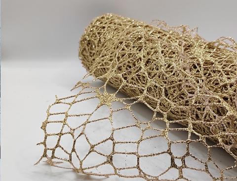 Spidernet Glitter H 50 x 5 yds - Sconti per Fioristi e Aziende - Polycotton Red-Gold-Silver
