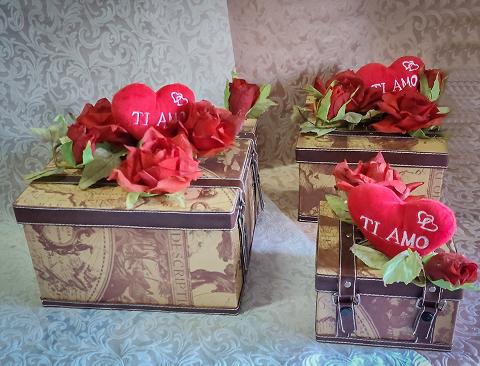 Cappelliere x 3 quadrate decoro San Valentino - Sconti per Fioristi e Aziende
