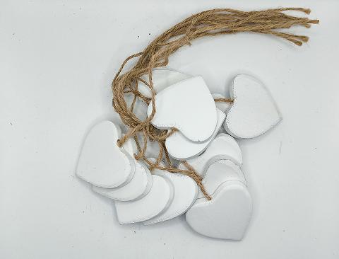 Cuore Bianco in legno cm. 5 Conf. da 6 cuori Sconti per Fioristi, Wedding, Arredatori
