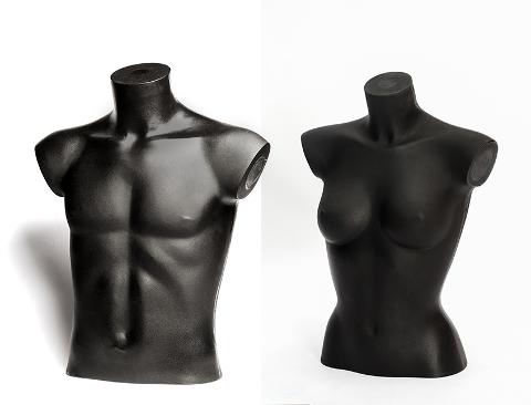 Manichino in Plastica H 58 Nero Mezzo Busto - Sconti per Fioristi Wedding e Aziende  - Uomo e Donna
