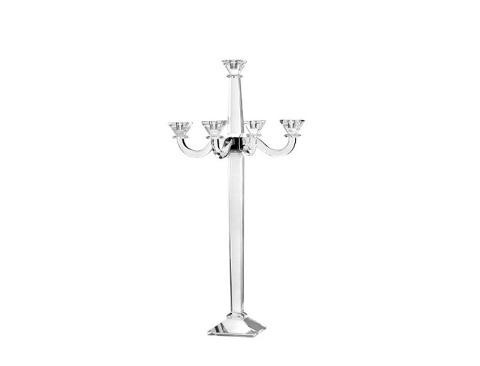 Candelabro in vetro a 5 fuochi H 80 cm. - Sconti per Fioristi e Aziende