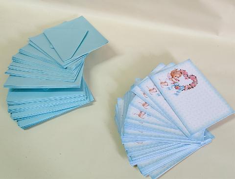 Biglietti stampati x 50 nascita bambino con buste colorate - Sconti per Fioristi e Aziende
