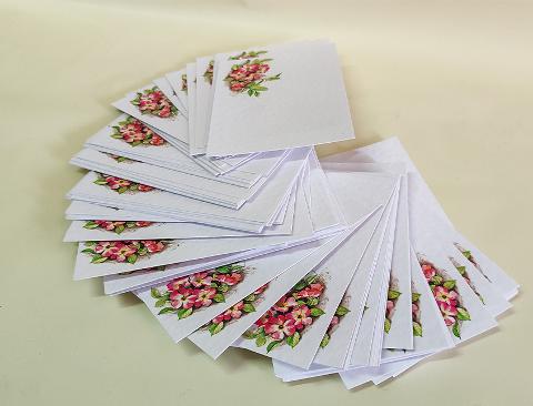 Biglietti stampati x 100 motivo fiori clematis rossi - Sconti per Fioristi e Aziende