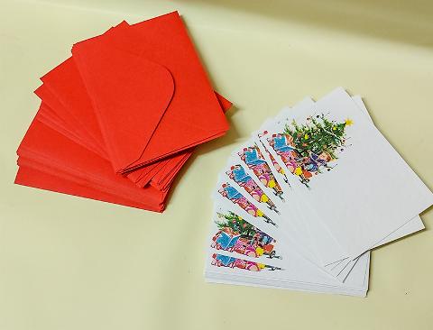 Bigliettini Stampa Natalizia  - Sconti per Fioristi e Aziende - x 50  con busta rossa