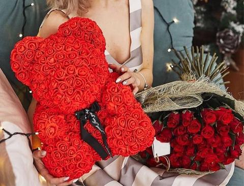 Teddy Bear Rose H 40 x 25 - Sconti per Fioristi e Aziende . - in box PVC