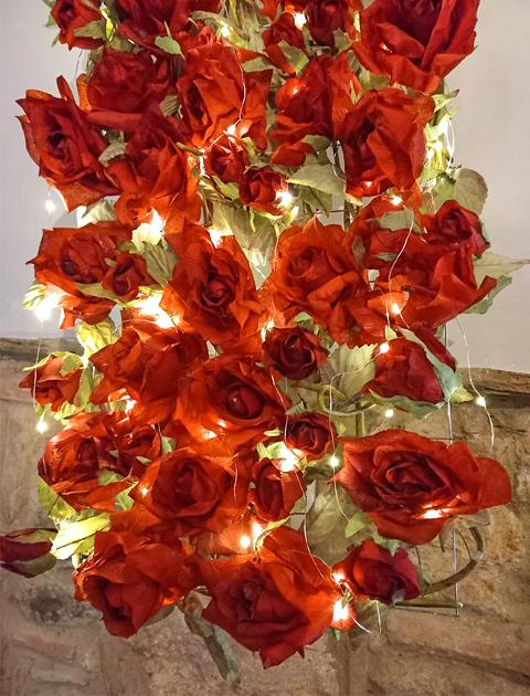 Pannello Rose rosse per te - Sconti per Fioristi, e Aziende -cm.100 x 35 + 100 Led