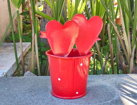 Secchiello cuori in latta H cm. 7 Adatto per Fioristi, Garden e San Valentino