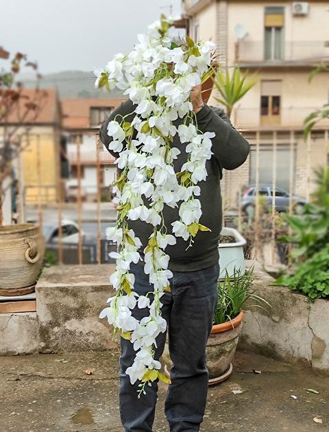 Bouganvillea cadente Bianca H 130 cm artificiale - Sconti per Fioristi e Aziende e Wedding .