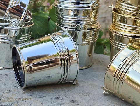 Secchiello bomboniera H 5 - Sconti per Fioristi e Aziende - Oro e Argento in abs lucido