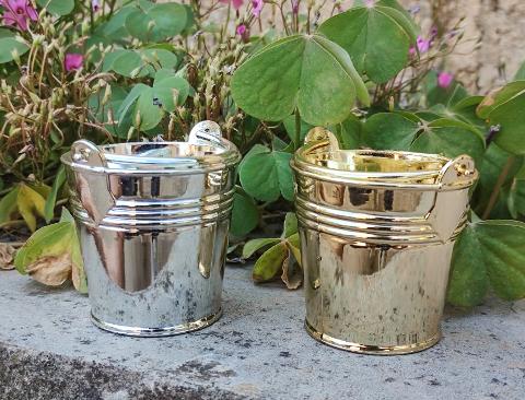 Secchiello bomboniera H 5 - Sconti per Fioristi e Aziende - Oro e Argento in abs lucido