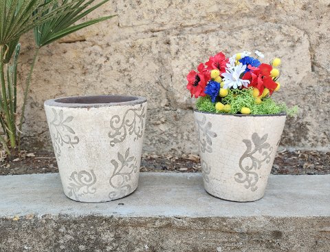 Set Vasi Decorati x 2 in ceramica  - Sconto per Fioristi e Aziende - Misure. 13x14 e 15x16