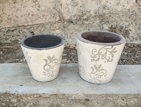 Set Vasi Decorati x 2 in ceramica  - Sconto per Fioristi e Aziende - Misure. 13x14 e 15x16