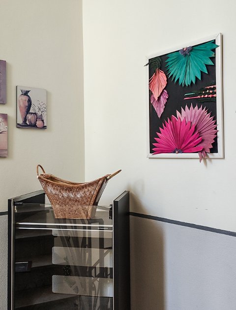 Quadro Palm Sun Naturale - Sconto per Fioristi e Aziende . - 54 x 44 cm Stabilizzato