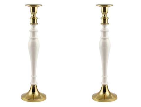 Candelabro singolo x 2 H 60 - Sconti per Fioristi e Aziende - Bianco e Oro in alluminio