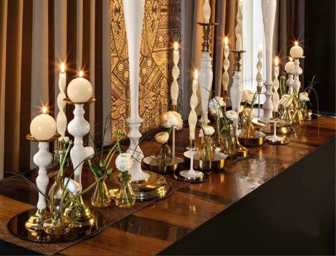 Candelabro singolo x 2 H 60 - Sconti per Fioristi e Aziende - Bianco e Oro in alluminio