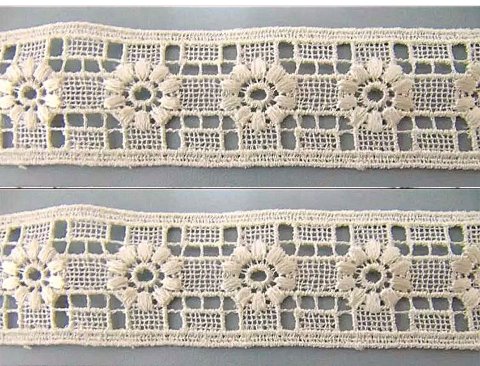Merletto Catenella Fiorita  - Sconto per Fioristi e Aziende - Bianco e Avorio - Vendita a metro