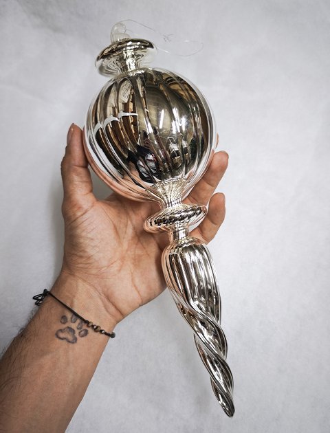 Pendente spirale con sfera  - Sconto per Fioristi e Aziende  - Decoro di Natale H 32 in vetro
