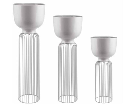 Set alzate in metallo alte - Sconto per Fioristi e Aziende - x 3 H 84/73/56 grigio