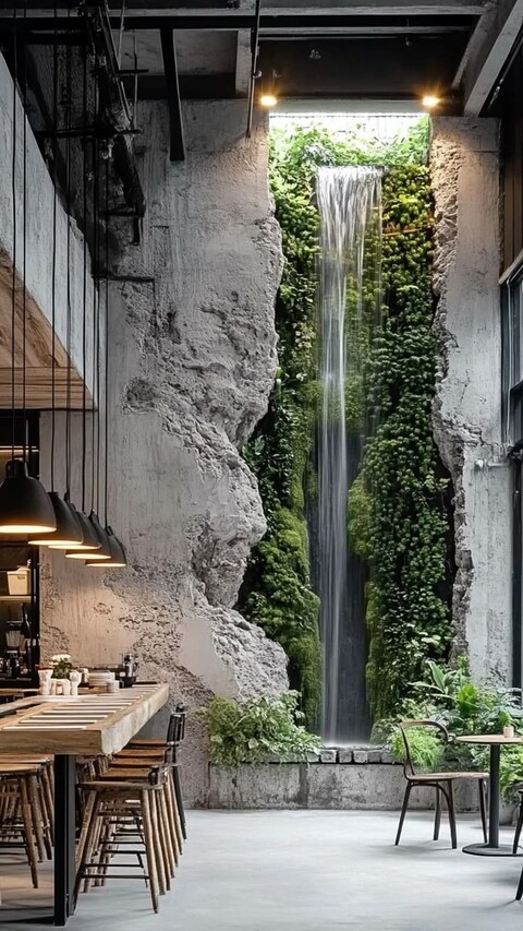 Cascata a Parete con Vegetali Preservati - Sconto per Rivenditori e Aziende Fiorissima - Per interno