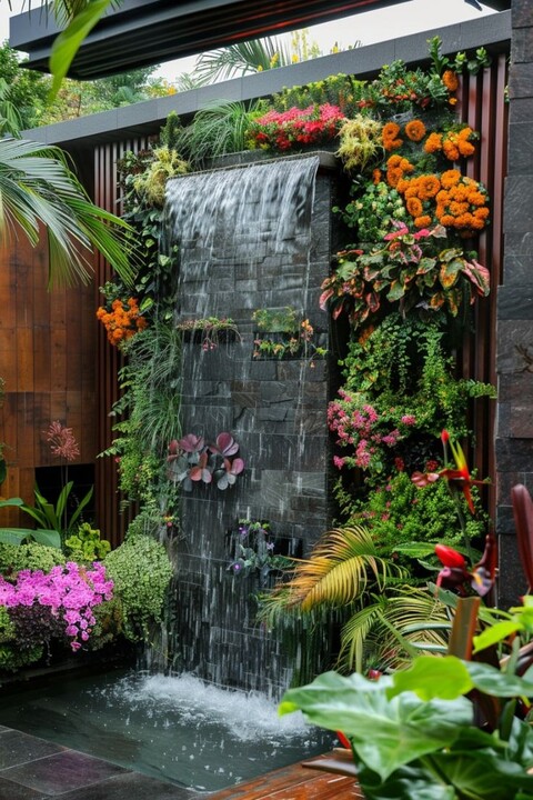 Cascata a Parete con Vegetali Preservati - Sconto per Rivenditori e Aziende Fiorissima - Per interno