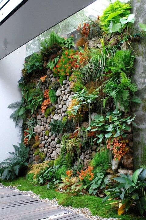 Giardino Verticale su Parete Rocciosa - Sconto per Fioristi e Aziende - con Muschi e Vegetali Preservati