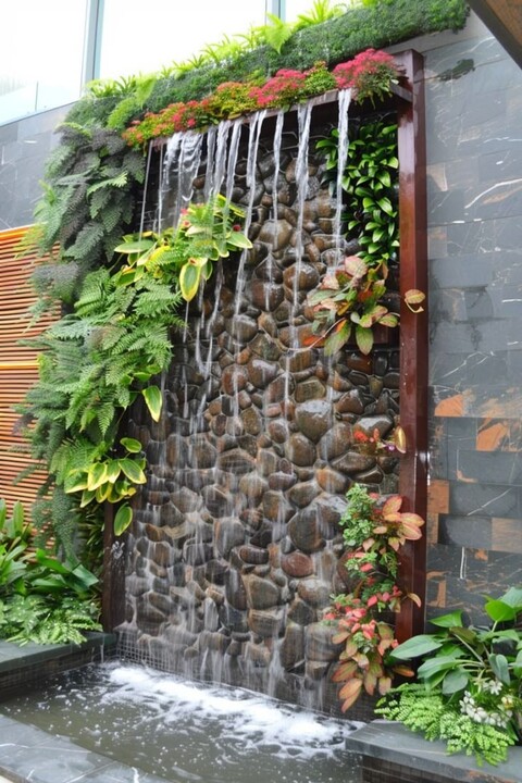 Cascata a Parete con Vegetali Preservati - Sconto per Rivenditori e Aziende Fiorissima - Per interno