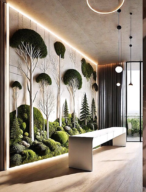 Giardino Verticale su Parete Rocciosa - Sconto per Fioristi e Aziende - con Muschi e Vegetali Preservati