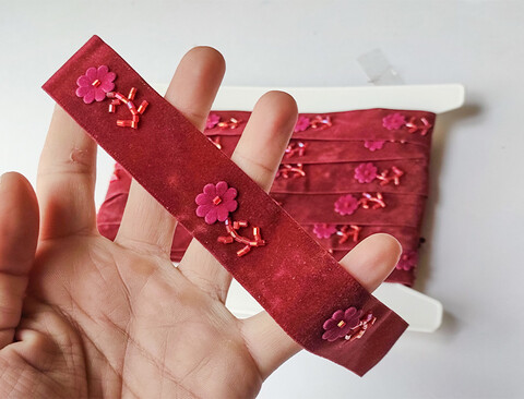 Passamaneria velluto con rosa - Sconto per Fioristi e Aziende - mt. 10
