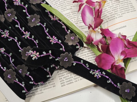 Passamaneria velluto con fiore - Sconto per Fioristi e Aziende - mt. 10