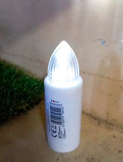 Lumino fiamma in vetro H 18 cm luce fissa Rosso/Bianco/Blu durata 365 giorni - Sconti per Fioristi e Aziende