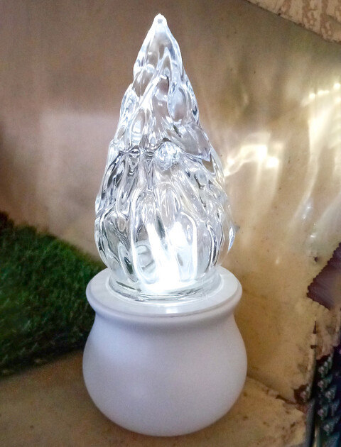 Lumino fiamma in vetro H 18 cm luce fissa Rosso/Bianco/Blu durata 365 giorni - Sconti per Fioristi e Aziende