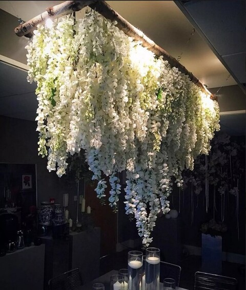 Soffitto Fiorito con Pendenti Artificiali - Sconto per Fioristi e Aziende  - Per esterno ed interno