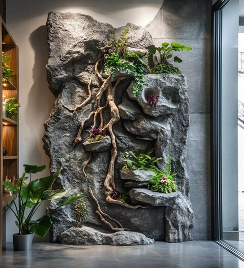 Giardino Verticale su Parete Rocciosa - Sconto per Fioristi e Aziende  - con Muschi e Vegetali Preservati