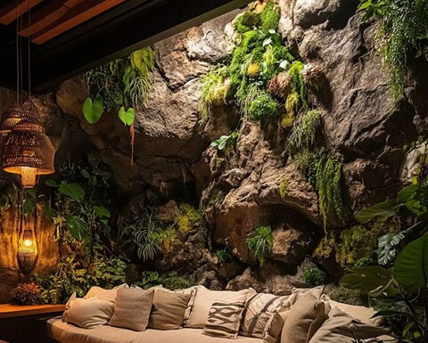 Giardino Verticale su Parete Rocciosa - Sconto per Fioristi e Aziende - con Muschi e Vegetali Preservati