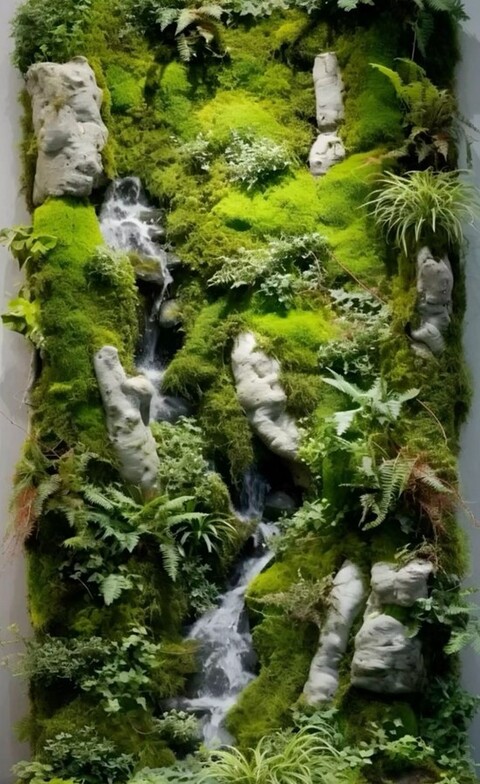 Giardino Verticale su Parete Rocciosa - Sconto per Fioristi e Aziende  - con Muschi e Vegetali Preservati