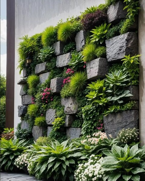 Giardino Verticale su Parete Rocciosa - Sconto per Fioristi e Aziende  - con Muschi e Vegetali Preservati