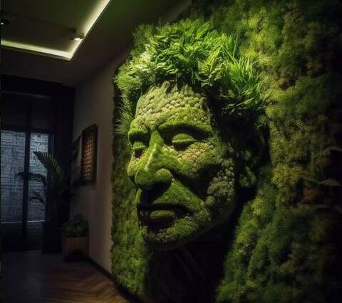Giardino Verticale su Parete Rocciosa - Sconto per Fioristi e Aziende  - con Muschi e Vegetali Preservati