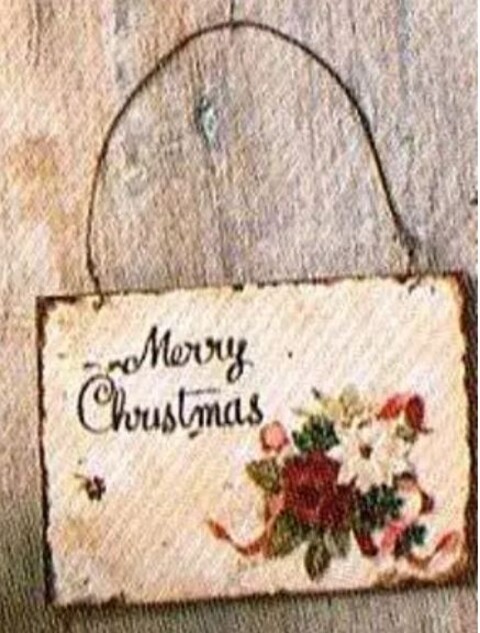 Targa Merry Christmas  - Sconti per Fioristi e Aziende - cm. 11 x 8 in metallo