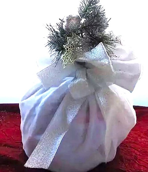 Porta Panettone in cotone cm. 45 x 45 - Sconti per Fioristi e Aziende - con tirante e decoro