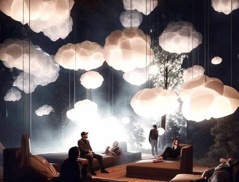 Nuvole Artificiali Sospese con Pioggia - Sconto per Fioristi e Aziende - Con o senza effetto pioggia