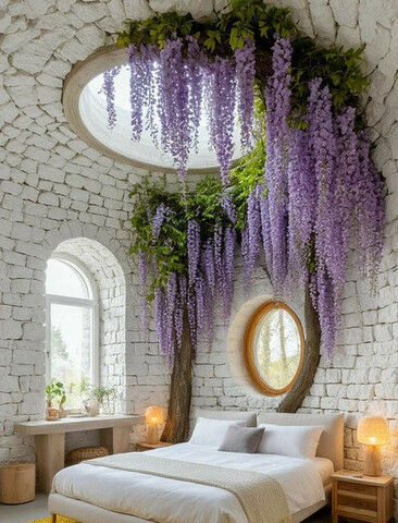 Glicine x 3  H 85 in poliester - Sconti per fioristi e aziende . - Vari colori