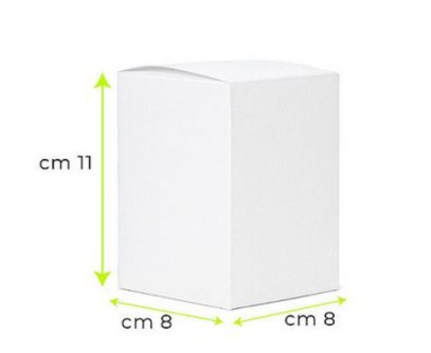 Scatola per bomboniera H 11 cm. 8 x 8  - Sconti per Fioristi e Aziende -  lino bianco pieghevole