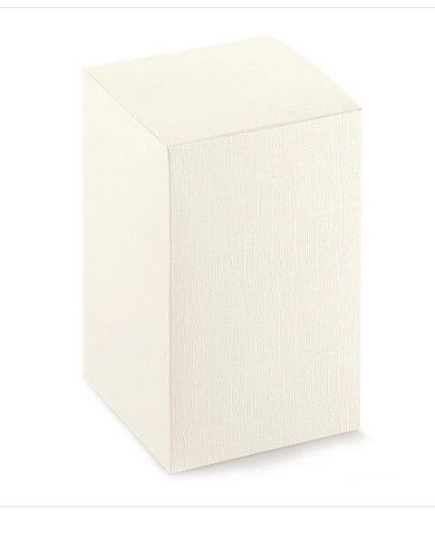 Scatola per bomboniera H 18 cm. 8 x 8 - Sconti per Fioristi e Aziende -  lino bianco pieghevole