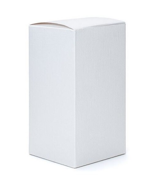 Scatola per bomboniera H 20 cm. 8 x 8 - Sconti per Fioristi, e Aziende - conf. 10 scatole - lino bianco pieghevole