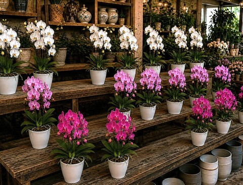 Orchidea Dendrobie con vaso H 40 cm in diversi colori Sconti per Fioristi, Wedding e Aziende .