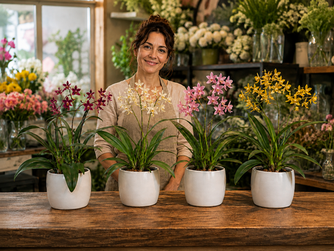 Orchidea Oncidium H 45 - Sconti per Fioristi e Aziende - Artificiale con 5 fiori